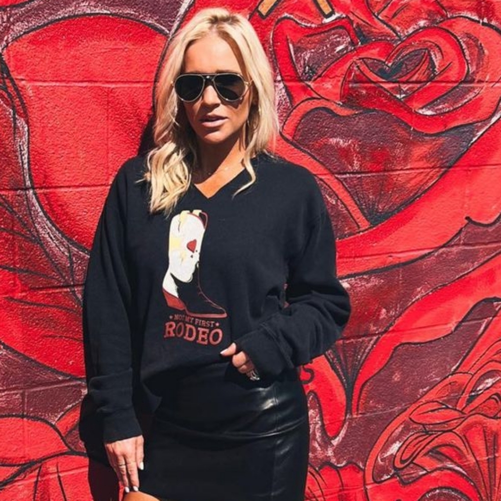 COMFORTWASH "NOT MY FIRST RODEO" SWEATSHIRT, BLACK M